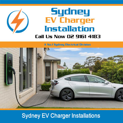 White electric vehicle charging at home with wall-mounted EV charger in Sydney